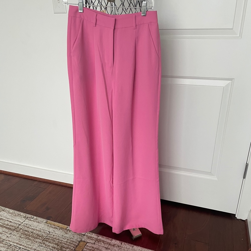 Pink high waist wide leg pants